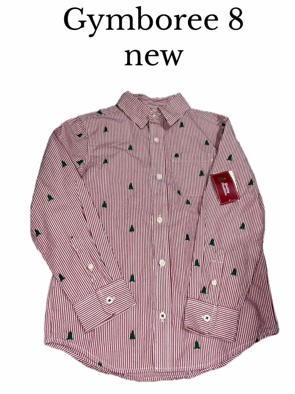 Gymboree 8 boys Christmas button up shirt new